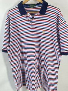 POLO Ralph Lauren Mens Stripes Blue Red White Short Sleeve Shirt XL Large md.USA